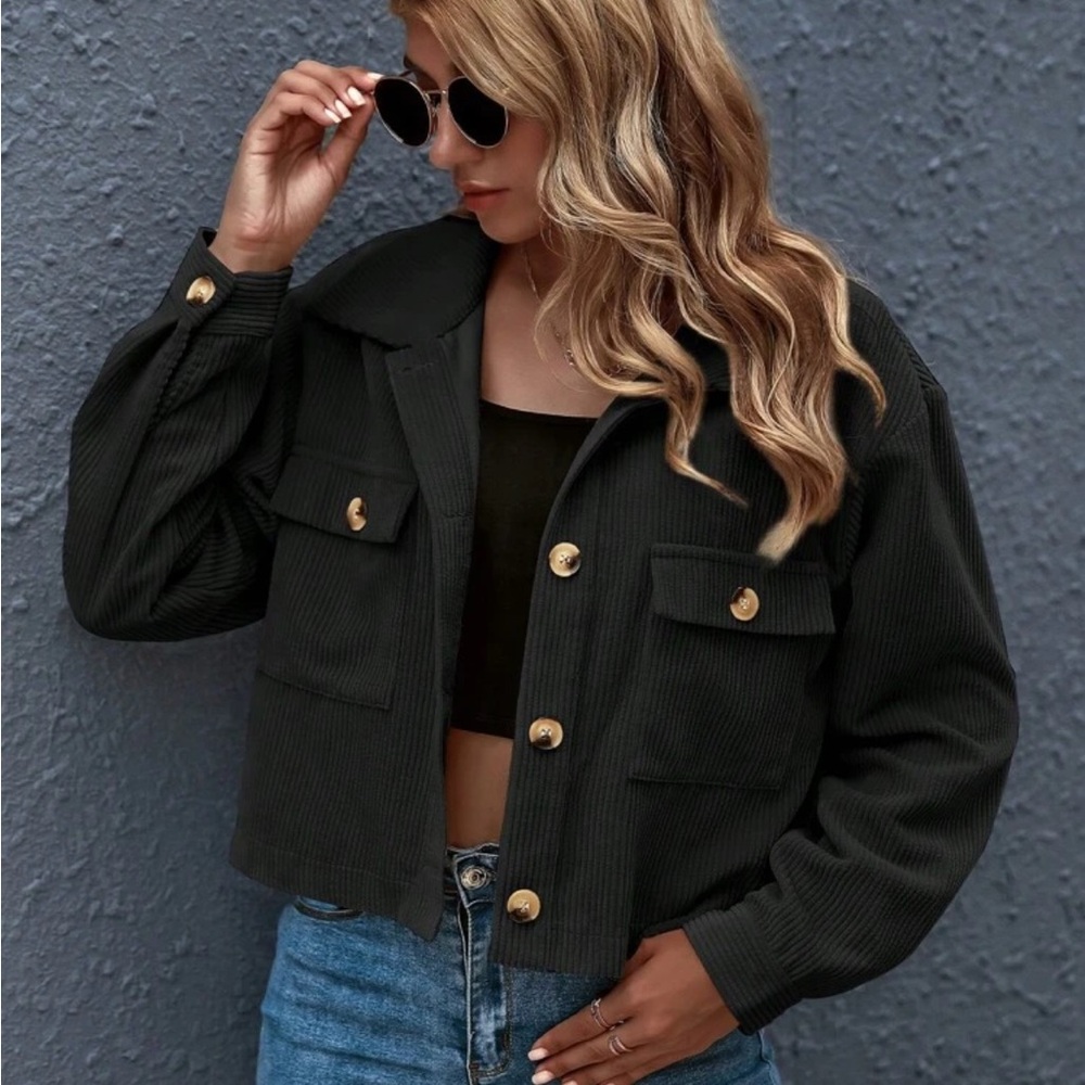 Cropped Black Corduroy Jacket